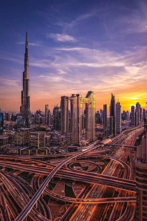 Dubai Burj Khalifa Cityscape Sunset I