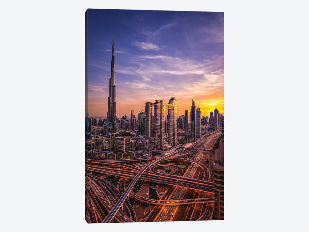 Dubai Burj Khalifa Cityscape Sunset I by Alex G Perez 1-piece Canvas Artwork