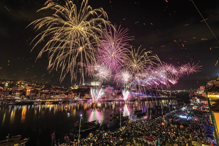 Porto Portugal Firework Festival by Alex G Perez wall art
