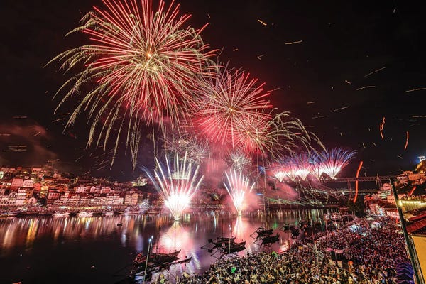 Portugal: Porto Portugal Firework Festival Red by Alex G Perez