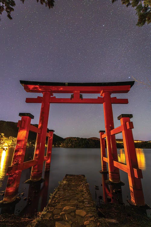 Alex G Perez: Japan Temple Starry Night Sky by Alex G Perez