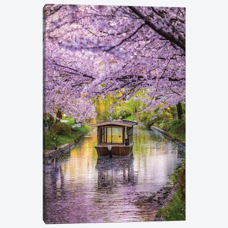 Japan Cherry Blossom River Boat II Canvas Print #AGP91} by Alex G Perez Canvas Print