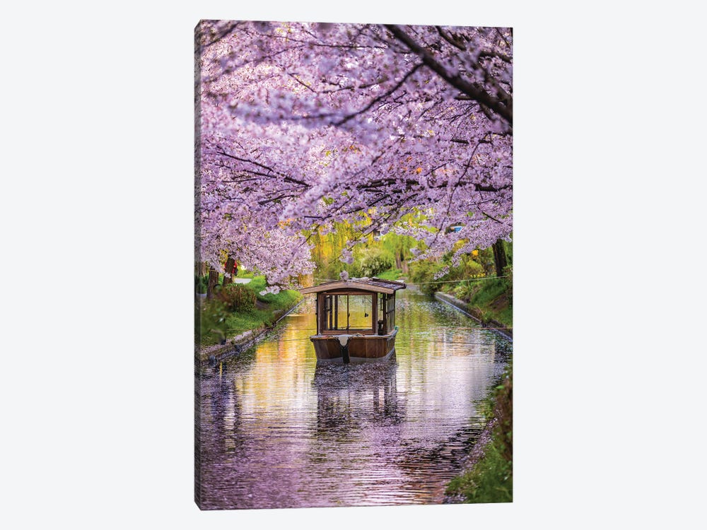 Japan Cherry Blossom River Boat II by Alex G Perez 1-piece Art Print