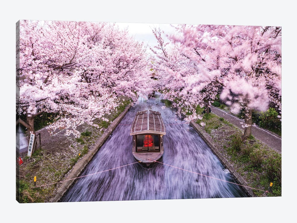 Japan Cherry Blossom River Boat V by Alex G Perez 1-piece Canvas Art