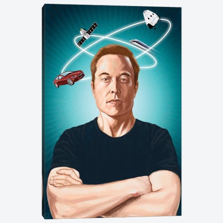 Elon Musk Canvas Print #AGR40} by Alexander Grahovsky Canvas Artwork