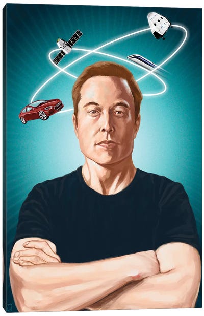 Elon Musk Canvas Art Print - Inventor & Scientist Art