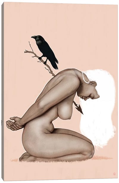 Crow And Arrow Canvas Art Print - Raven Art