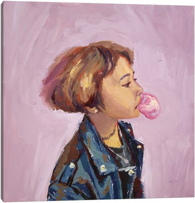 Rock Girl Canvas Art Print - Bubble Gum