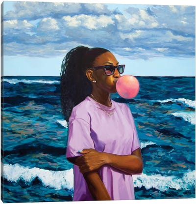 Ocean Size Canvas Art Print - Bubble Gum