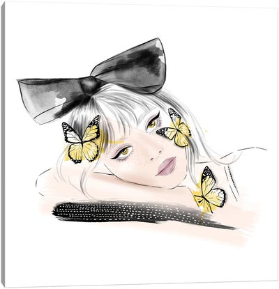 Butterfly Girl Canvas Art Print - Agata Sadrak
