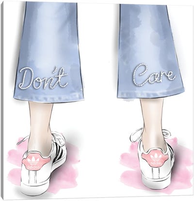Don't Care Canvas Art Print - Women's Pants Art