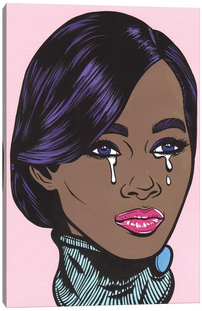 Black Model Crying Girl Canvas Art Print - Model Art