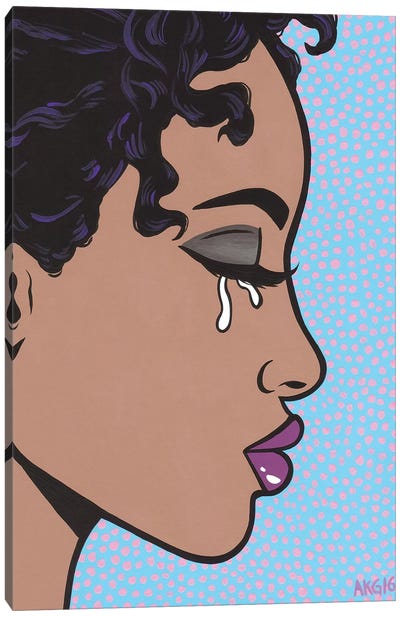Black Model Sad Girl Canvas Art Print - Similar to Roy Lichtenstein