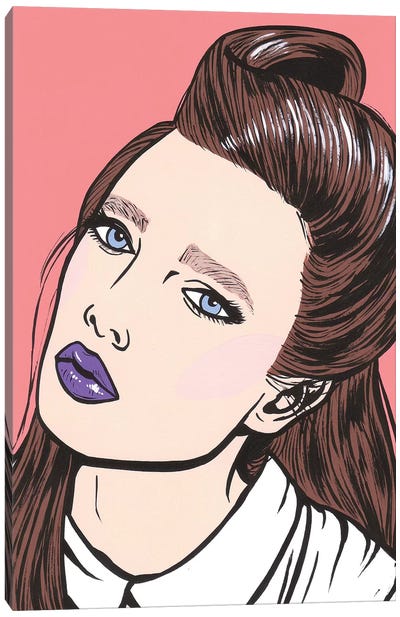 Brunette Comic Girl Canvas Art Print - Allyson Gutchell