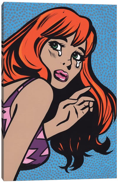 Ginger Crying Comic Girl Canvas Art Print - Similar to Roy Lichtenstein