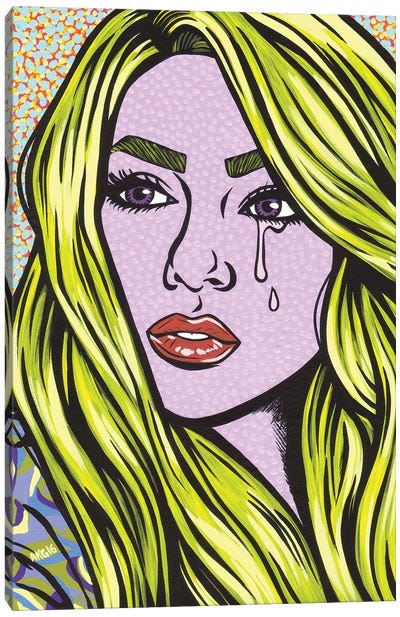 Blonde Crying Comic Girl Canvas Art Print - Similar to Roy Lichtenstein