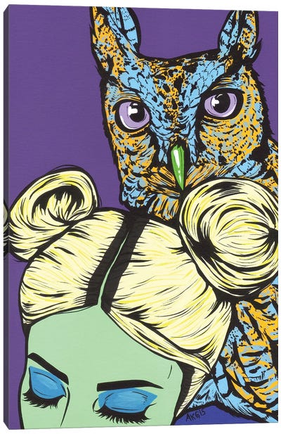 Girl With Owl Canvas Art Print - Allyson Gutchell