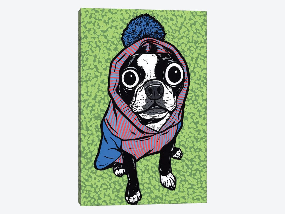 Boston Terrier Pom Sweater by Allyson Gutchell 1-piece Canvas Print