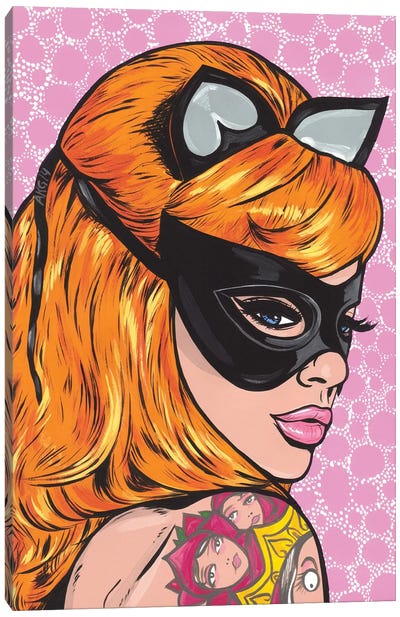 Tattooed Ginger Cat Girl Canvas Art Print - Allyson Gutchell