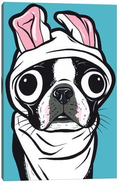 Boston Terrier Bunny Canvas Art Print - Boston Terrier Art