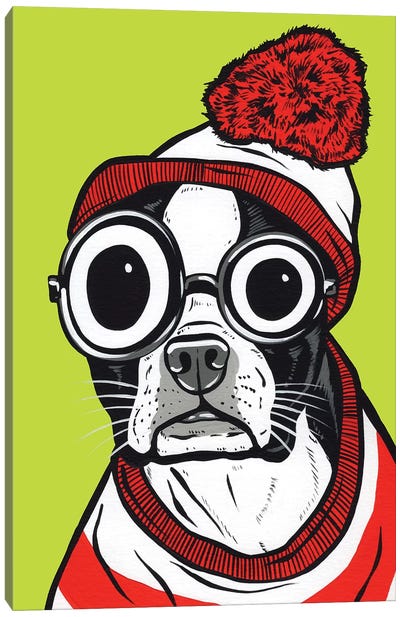 Boston Terrier Waldo Canvas Art Print - Allyson Gutchell