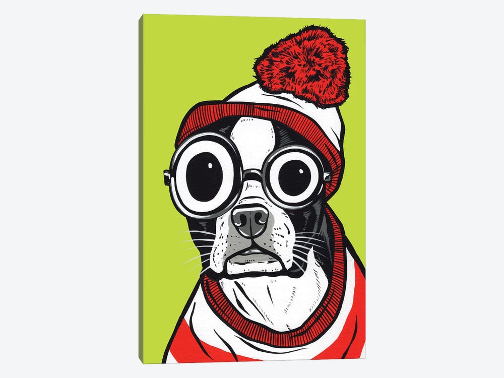 Boston Terrier Waldo by Allyson Gutchell 1-piece Art Print