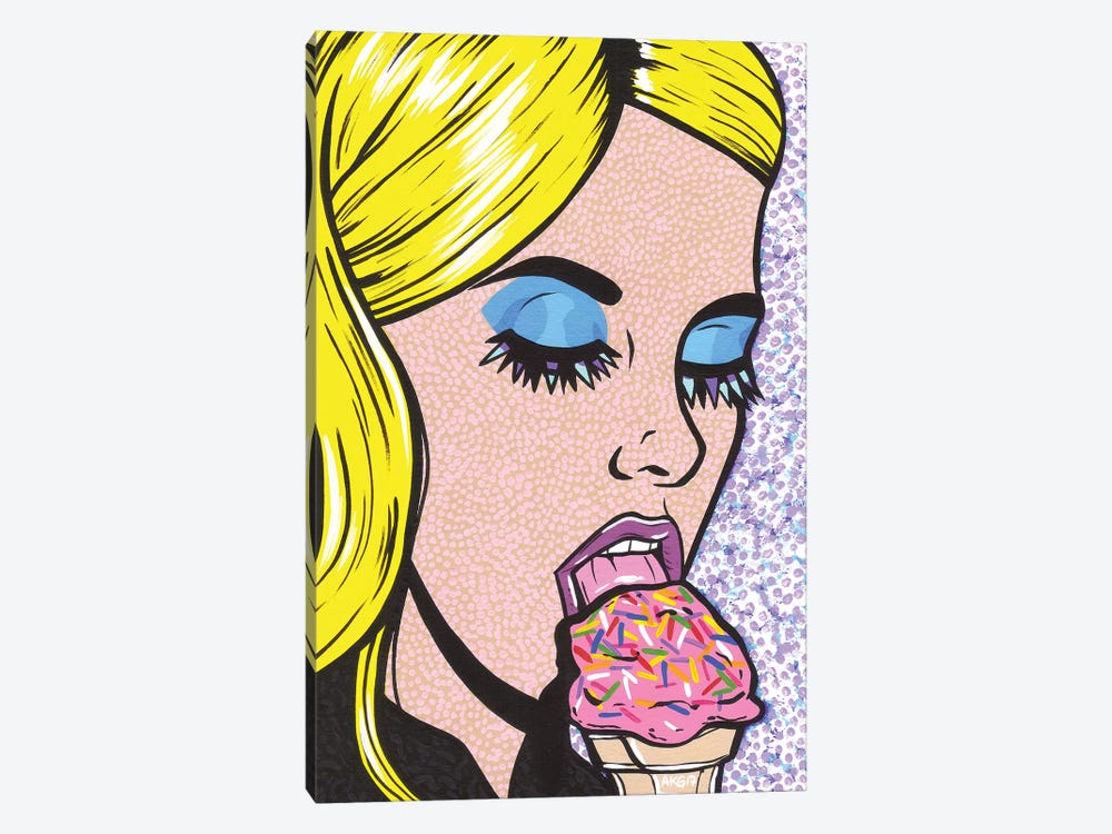Blonde Ice Cream Girl by Allyson Gutchell 1-piece Canvas Wall Art
