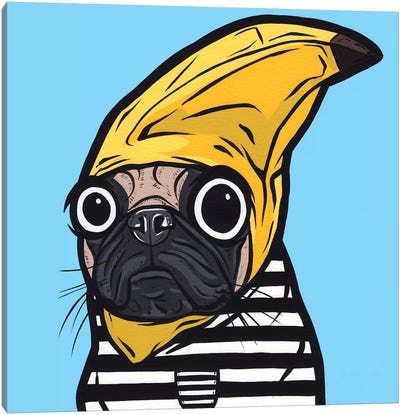 Banana Pug Canvas Art Print - Pug Art