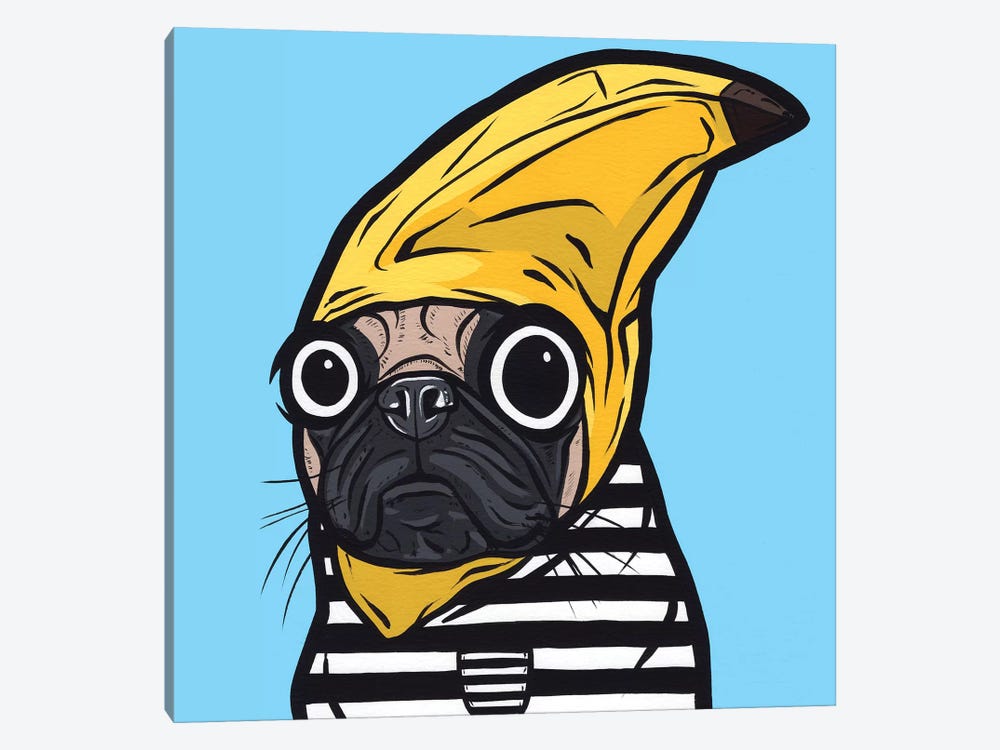 Banana Pug by Allyson Gutchell 1-piece Canvas Artwork