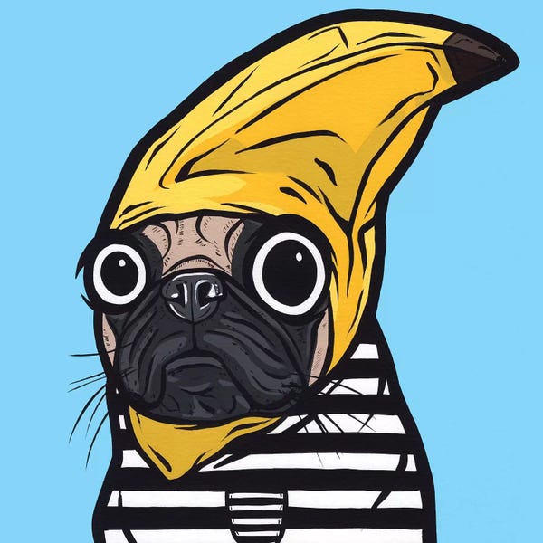 Pugs: Banana Pug by Allyson Gutchell