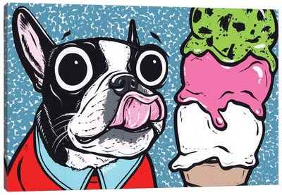 Boston Terrier Ice Cream Canvas Art Print - Allyson Gutchell