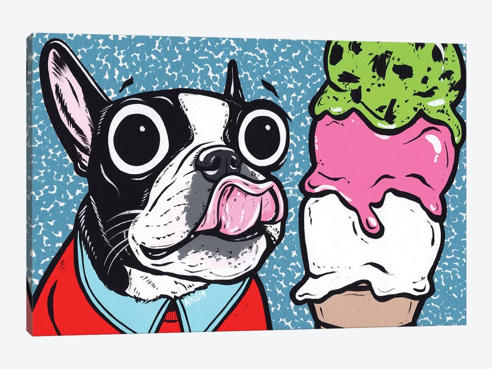 Boston Terrier Ice Cream by Allyson Gutchell 1-piece Canvas Artwork