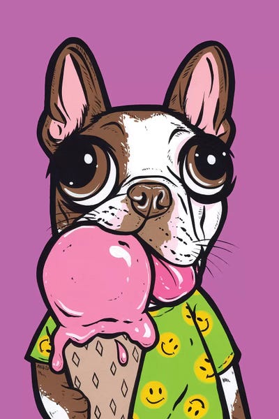 Terriers: Brown Boston Terrier Ice Cream by Allyson Gutchell