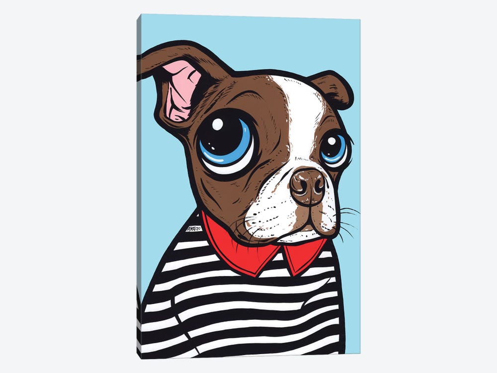 Brown Boston Terrier by Allyson Gutchell 1-piece Canvas Art