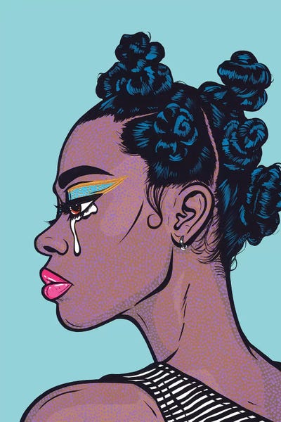 Black Crying Comic Girl by Allyson Gutchell canvas print