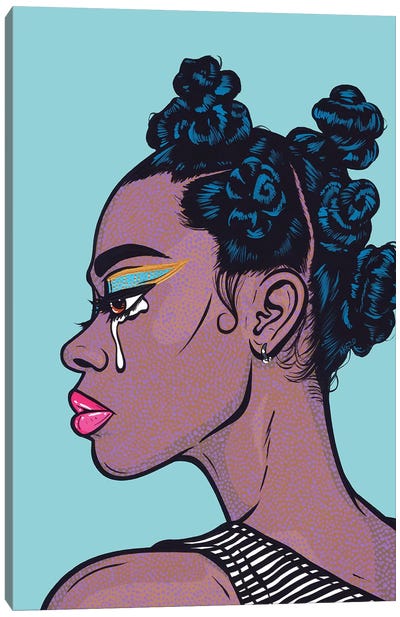 Black Crying Comic Girl Canvas Art Print - Allyson Gutchell