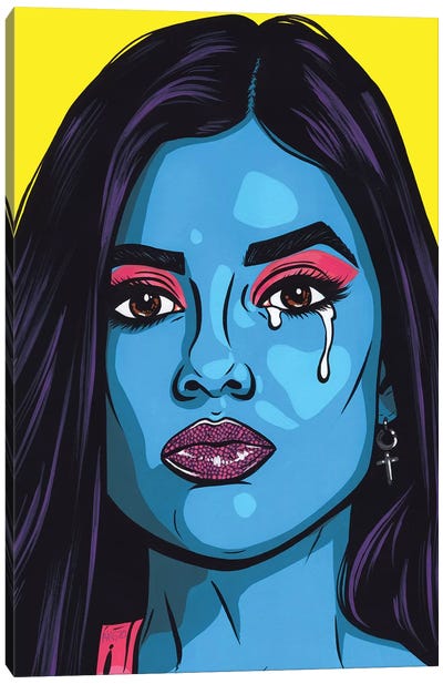 Blue Crying Comic Girl Canvas Art Print - Allyson Gutchell