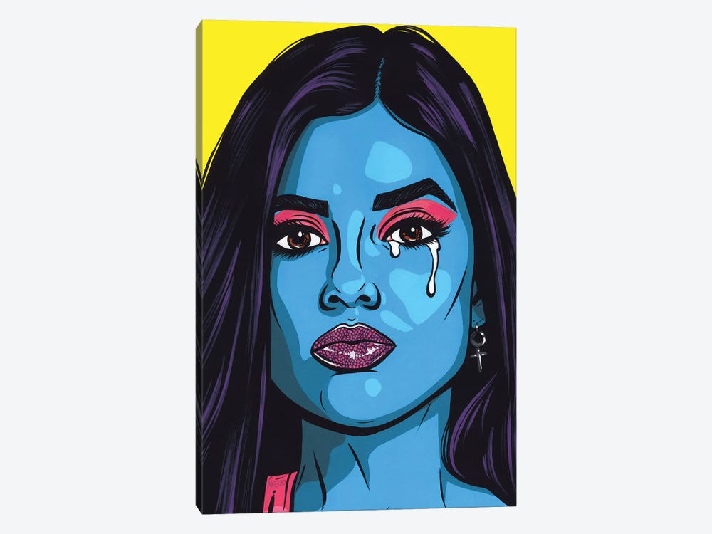 Blue Crying Comic Girl by Allyson Gutchell 1-piece Canvas Art Print