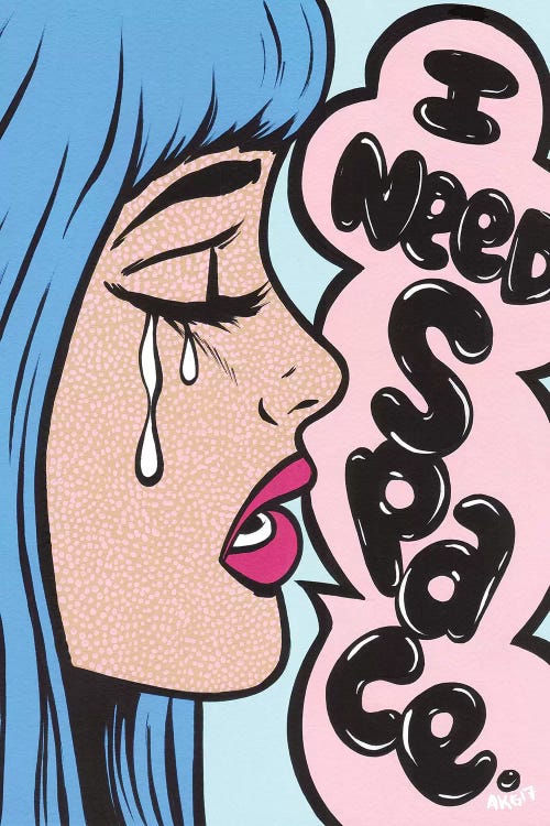 Blue Bangs I Need Space Comic Girl by Allyson Gutchell wall art