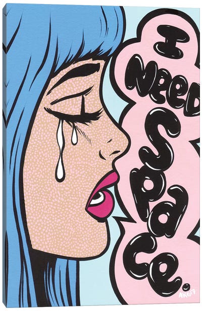 Blue Bangs I Need Space Comic Girl Canvas Art Print - Similar to Roy Lichtenstein