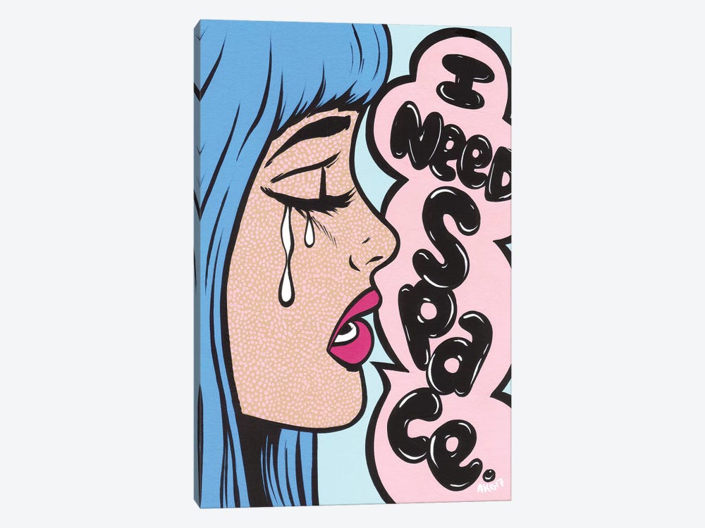 Blue Bangs I Need Space Comic Girl by Allyson Gutchell 1-piece Canvas Artwork
