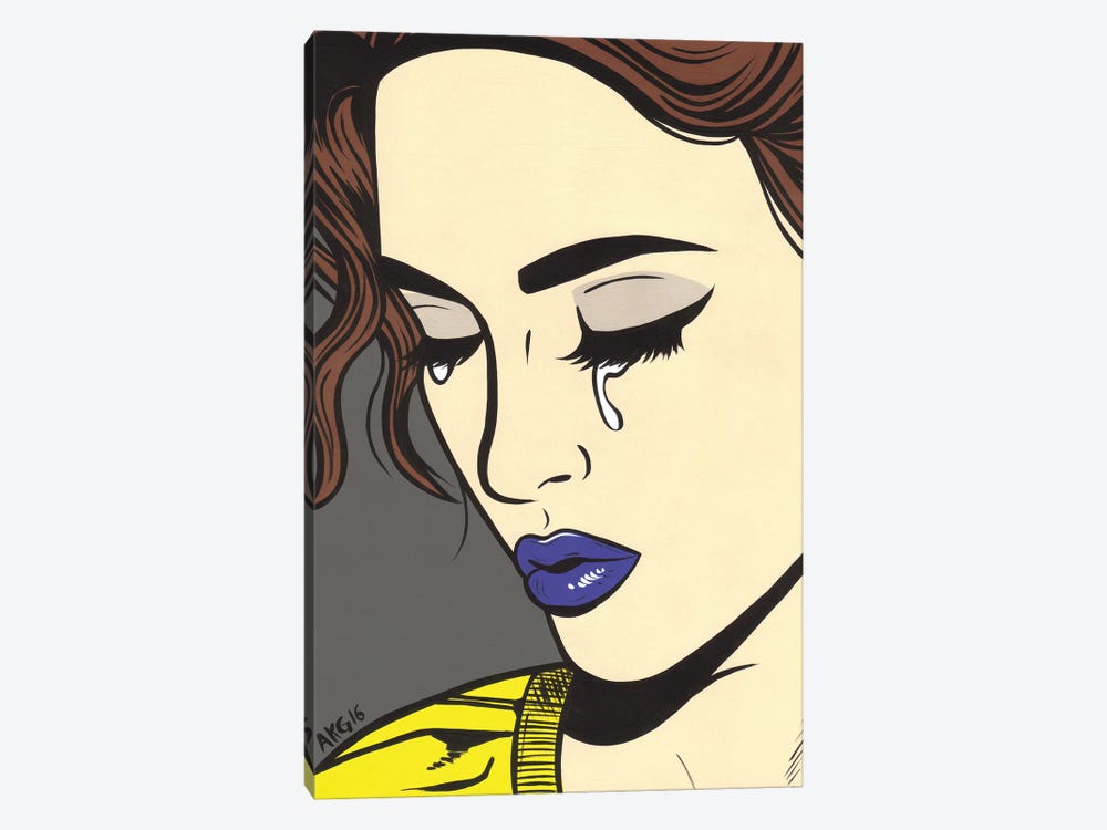 Brunette Crying Comic Girl by Allyson Gutchell 1-piece Canvas Artwork