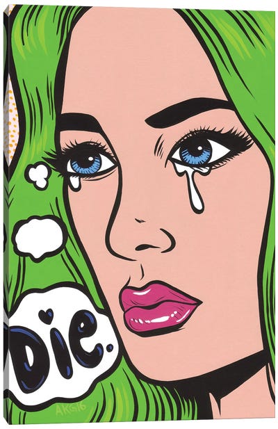 Die Crying Comic Girl Canvas Art Print - Similar to Roy Lichtenstein