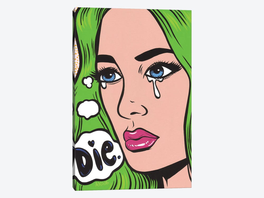 Die Crying Comic Girl by Allyson Gutchell 1-piece Canvas Artwork