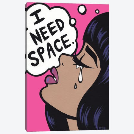 I Need Space Crying Girl Canvas Print #AGU161} by Allyson Gutchell Canvas Wall Art