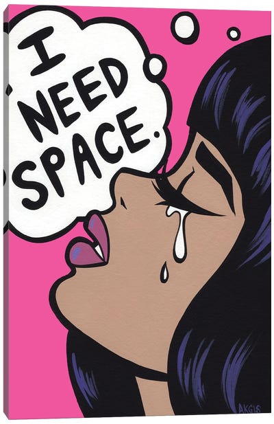 I Need Space Crying Girl Canvas Art Print - Similar to Roy Lichtenstein