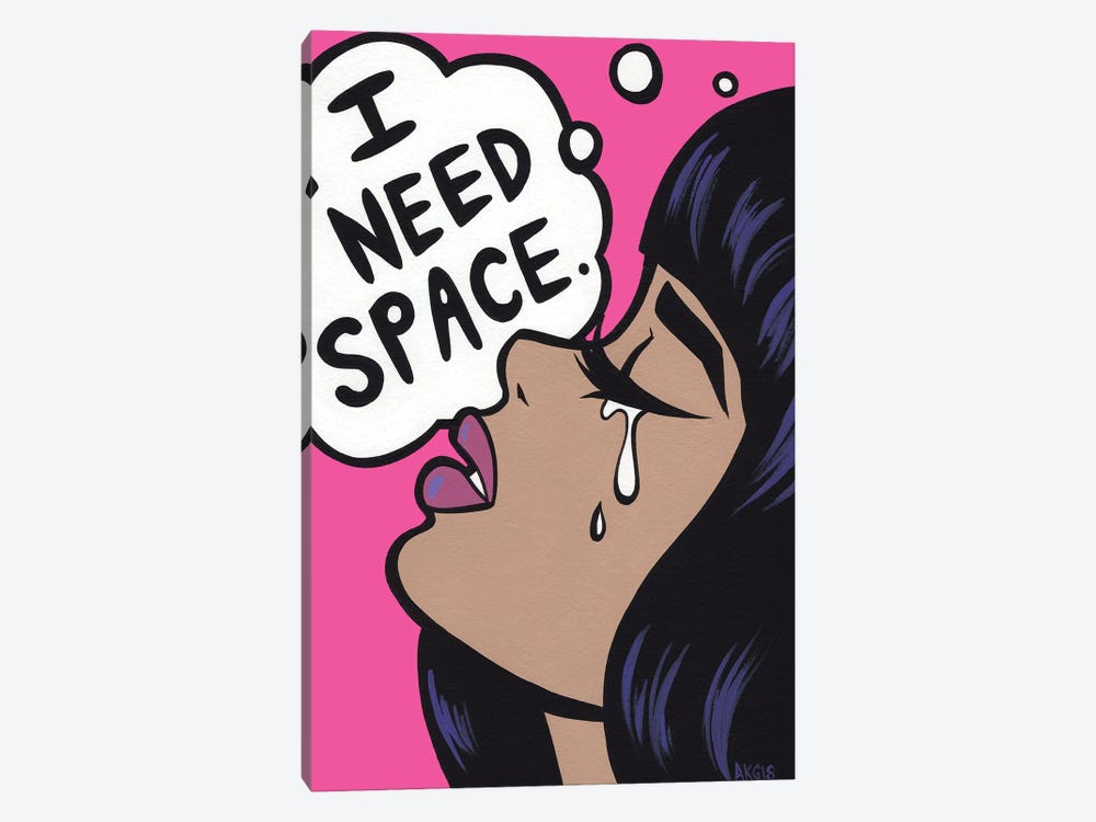I Need Space Crying Girl by Allyson Gutchell 1-piece Canvas Print
