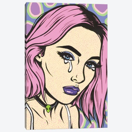 Pink Grunge Sad Girl Canvas Print #AGU162} by Allyson Gutchell Canvas Art