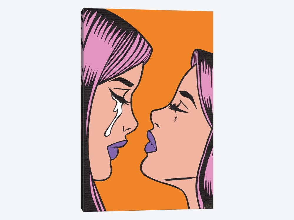 Pink Twin Comic Girls by Allyson Gutchell 1-piece Canvas Art