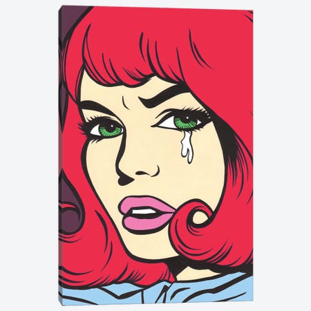 Red Crying Comic Girl Canvas Print #AGU165} by Allyson Gutchell Canvas Art Print